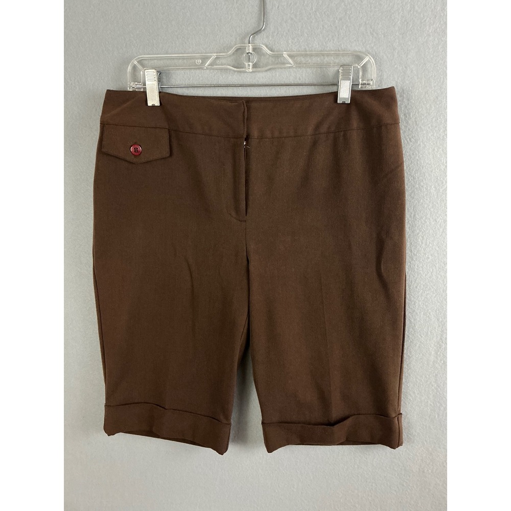 Style&co Shorts‎ Women's Size 8 Brown Bermuda Shorts Stretch Casual Cuffed